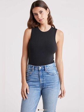 nuuds Classic Crew Neck Sleeveless Bodysuit, Black